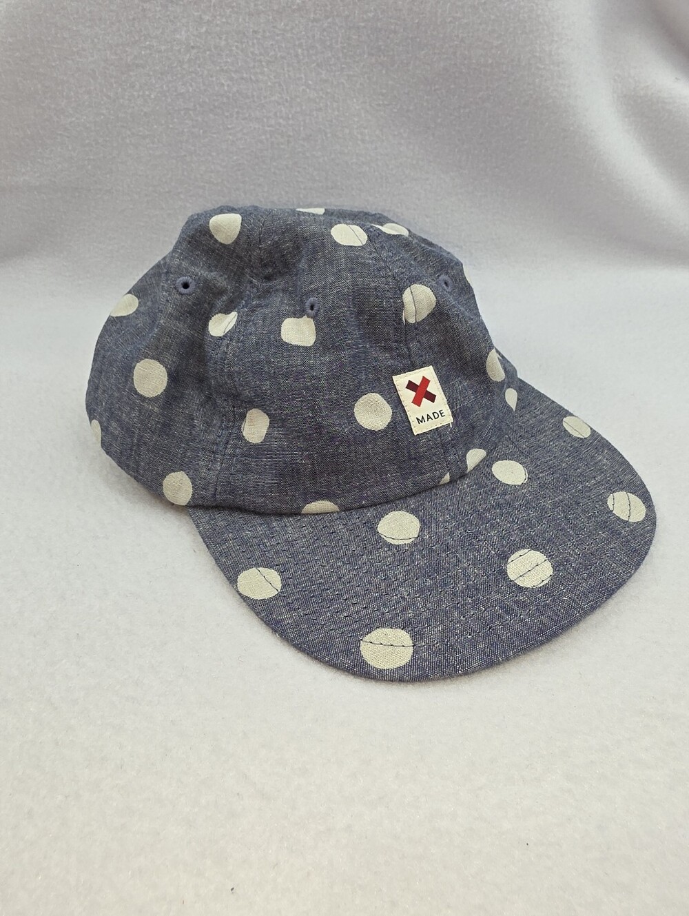 Best Made Co. Polka Dot Chambray Hat with Red X Made Tag OS Hatbox